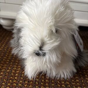 GANZ Heritage Fluffy White and Gray 12” Plush Sheep Dog